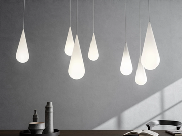 GOCCIA - Opal glass pendant lamp by Rotaliana