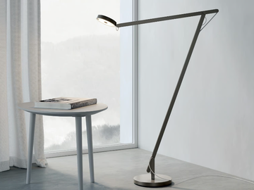 STRING - LED aluminium floor lamp with swing arm by Rotaliana