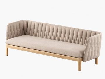 CALYPSO LOUNGE - 3 seater fabric and teak garden sofa with removable cover by Royal Botania