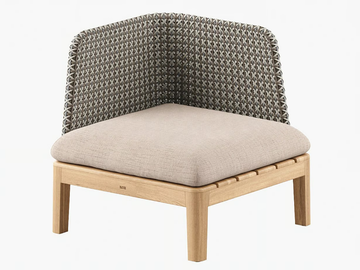 CALYPSO LOUNGE - Corner synthetic fabric an teak garden armchair by Royal Botania
