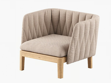 CALYPSO LOUNGE - Garden fabric an teak easy chair with armrests by Royal Botania