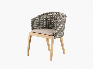 CALYPSO - Synthetic fibre and teak garden chair with armrests by Royal Botania