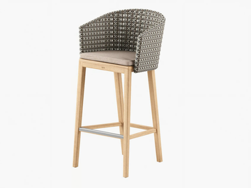 CALYPSO - Synthetic fibre and teak stool with integrated cushion by Royal Botania