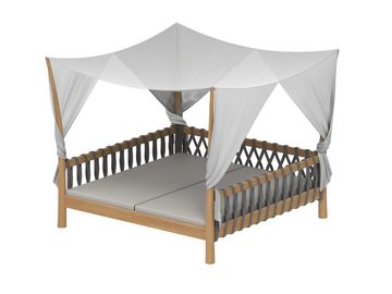 TUSKANY - Canopy teak garden bed with parasol by Royal Botania