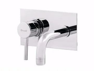 FUTURO - F6523 - 2 hole wall-mounted washbasin mixer with plate by Rubinetteria Giulini
