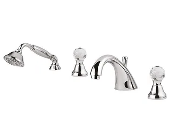 ODESSA CRYSTAL - F3965/S - 4 hole bathtub set with hand shower by Rubinetteria Giulini