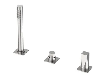 ALINE 49028 - Deck mounted 3 hole stainless steel bathtub tap with hand shower by Rubinetterie Frattini