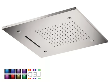 SQL-09 - LED 3-spray stainless steel overhead shower with chromotherapy by Rubinetterie Mariani
