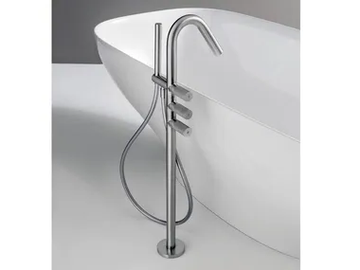 22MM - Floor standing stainless steel bathtub tap with hand shower by Rubinetterie Treemme