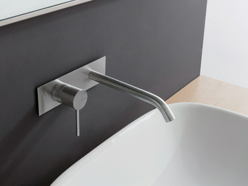 40MM - Wall-mounted stainless steel washbasin mixer with plate by Rubinetterie Treemme