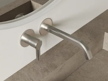 AURELIA - 2 hole wall-mounted brass washbasin mixer by Rubinetterie Treemme