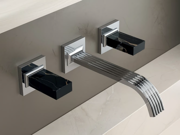 KEA - 3 hole wall-mounted brass washbasin tap by Rubinetterie Treemme