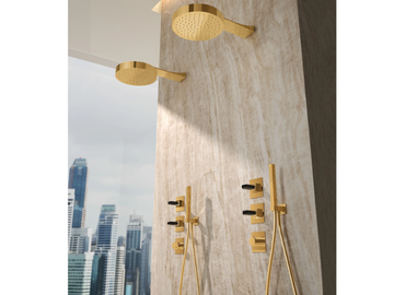 KEA - Brass shower set with hand shower and overhead shower by Rubinetterie Treemme