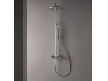 LINE - Wall-mounted brass shower panel with overhead shower by Rubinetterie Treemme