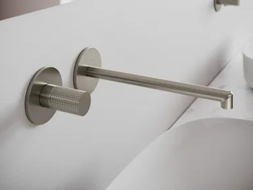 T30 - 2 hole wall-mounted single handle brass washbasin tap by Rubinetterie Treemme