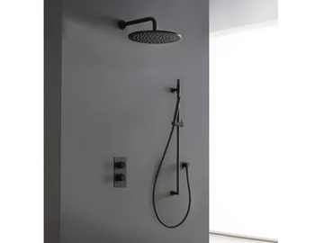 UP+ - Recessed brass shower set with overhead shower by Rubinetterie Treemme