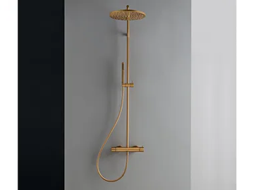 UP+ - Wall-mounted brass shower panel with overhead shower by Rubinetterie Treemme