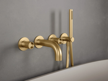 WATERTUBE - 4 hole wall-mounted Recessed stainless steel bathtub set by Rubinetterie Treemme
