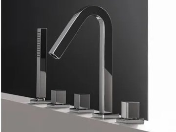X-CHANGE - Deck mounted 5 hole Recessed brass bathtub tap by Rubinetterie Treemme