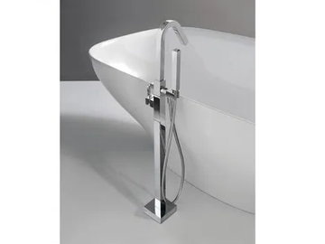 X-CHANGE_MONO - Floor standing brass bathtub set with hand shower by Rubinetterie Treemme
