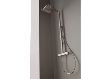X-CHANGE_MONO - Wall-mounted brass shower panel with overhead shower by Rubinetterie Treemme