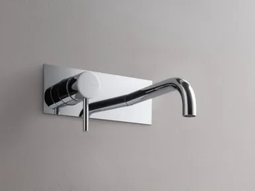 X-CHANGE_MONO - Wall-mounted brass washbasin tap with plate by Rubinetterie Treemme