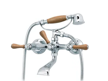 1935 WOOD - 2 hole bathtub mixer with hand shower by RVB