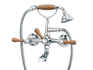 1935 WOOD - 2 hole bathtub mixer with hand shower by RVB