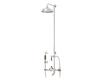 1935 WOOD - Wall-mounted brass shower panel with overhead shower by RVB