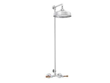 1935 WOOD - Wall-mounted brass shower panel with overhead shower by RVB