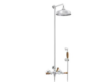 1935 WOOD - Wall-mounted brass shower panel with overhead shower by RVB
