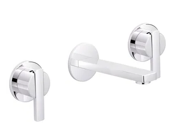 LINE - 3 hole wall-mounted washbasin tap by RVB