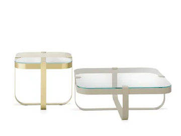 RING - Square glass and iron coffee table by Saba Italia