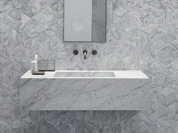 STILETTO - Wall-mounted rectangular marble washbasin by Salvatori