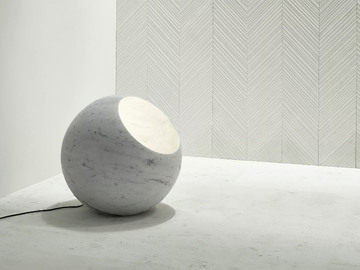 URANO - Carrara marble floor lamp by Salvatori