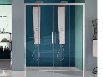 EUROPA SP - Corner shower cabin with hinged door with tray by Samo