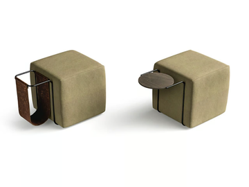 MONDRIAN - Upholstered fabric pouf with integrated magazine rack by Santalucia Mobili