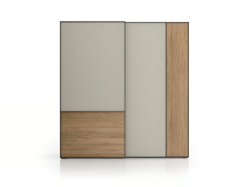 NUIT - Sectional wooden and tempered glass wardrobe with sliding doors by Santalucia Mobili