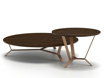 TRIADE - Round steel and wood coffee table by Santalucia Mobili