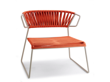 LISA LOUNGE FILÒ - Sled base nautical rope garden armchair by SCAB DESIGN