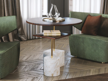 BLOB - High wooden coffee table with marble base by Scandal