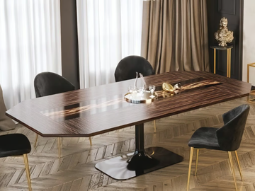 FLAVE - Rectangular table in macassar ebony and metal base by Scandal