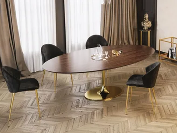GLAM - Macassar ebony oval table and metal base by Scandal