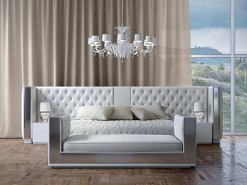 IMPERO - Leather bed with tufted headboard by Scandal