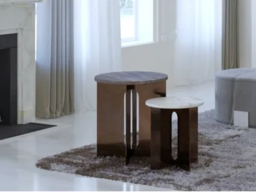 TRIO - Coffee table with metal base and marble top by Scandal