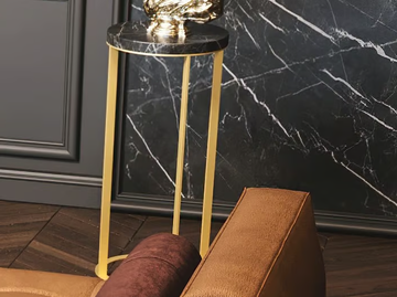 UNIQO - Round Nero Marquina marble high side table by Scandal