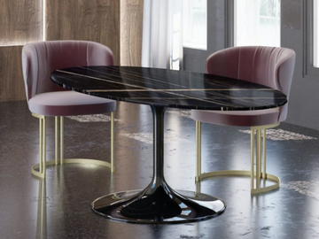 YOUNG - Oval Sahara Noir marble table by Scandal