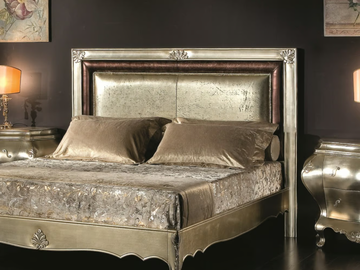 35TH ANNIVERSARY 2080 - Upholstered silver leaf headboard for double bed by SCAPPINI & C