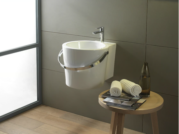 BUCKET - Wall-mounted ceramic washbasin by Scarabeo Ceramiche