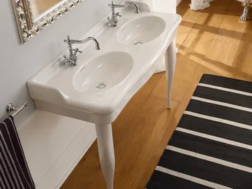 CASTELLANA - Console double ceramic washbasin by Scarabeo Ceramiche